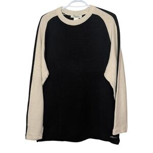 Vintage Roots Canada Black White Colourblock Crewneck Made in Canada L/XL